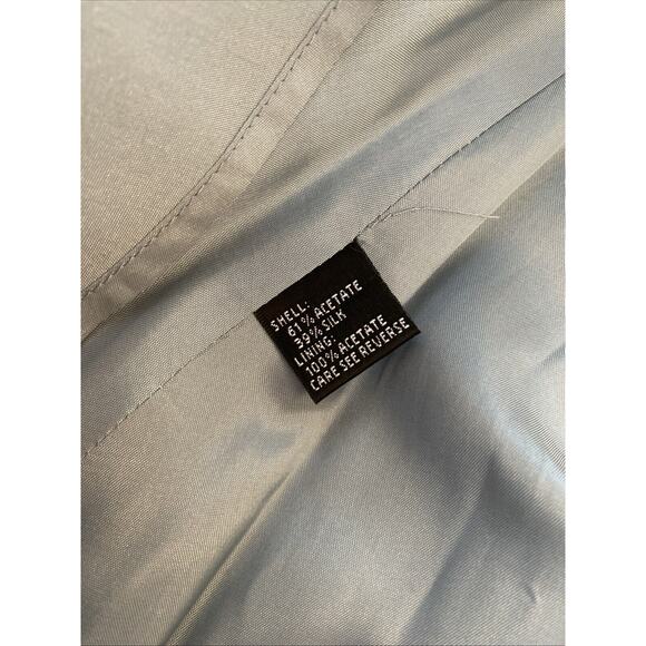 Carmen Marc Valvo Collection 8 Metallic Slate Blue Jacquard Silk Dress Lined - Picture 12 of 16